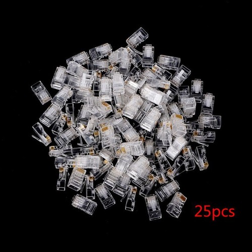 100Pcs 25pcs RJ45 CAT5 CAT5e 8P8C Modular Cable LAN Connector Plug/End - Afbeelding 9 van 10