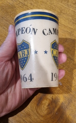 Boca Juniors campeón champion 1964 RARE Hard plastic tumbler glass LINO - Picture 2 of 7