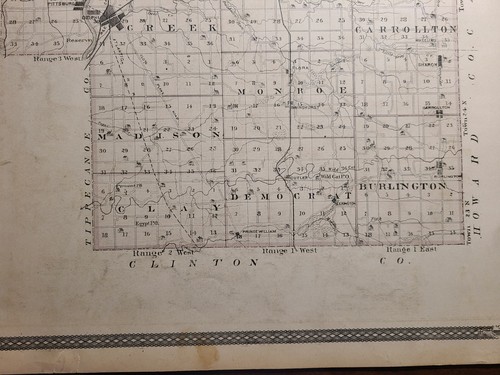 CARROLL CO PITTSBURG- ANTIQUE original 1876 Plat Map INDIANA Atlas 17" x 14" - Picture 4 of 7
