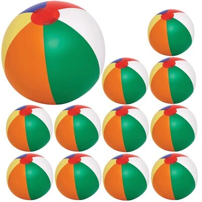 TOPS 12 x Wasserball aufblasbar bunt 26 cm Strandball Badespaß phthalatfreies PVC