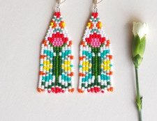 Handmade Seed Bead Fringe Earrings - Long Tassel Beaded Jewelry for Women