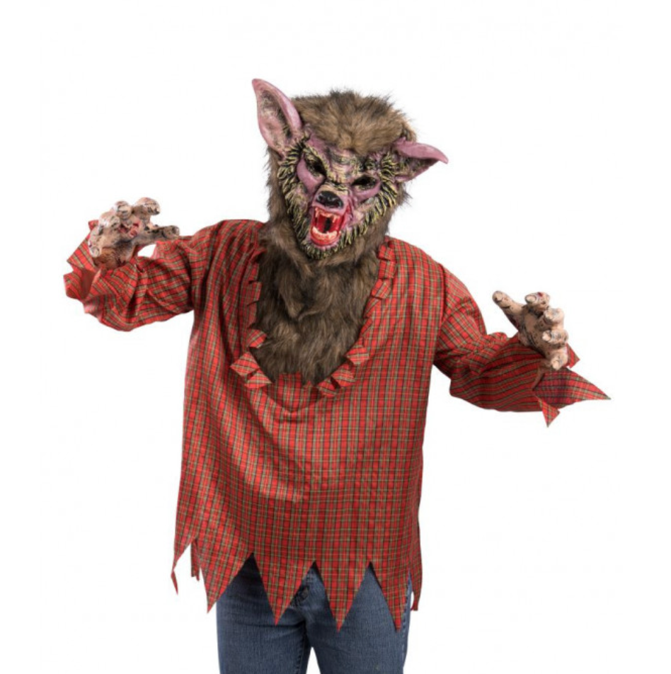 Adulto Lupo Mannaro Completo Furry Maschera Maglia Grande