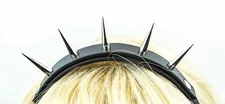 Black Pin Spikes Genuine Leather  Top Hair Headband Gothic Cosplay