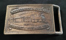 WELLS FARGO COMPANY BANKERS FORWARDERS TRAIN STEAM ENGINE VINTAGE BELT BUCKLE