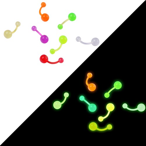 140Pcs Belly Button Rings Glow in The Dark Acrylic Navel Ring Banana Barbell 14G - Picture 3 of 12