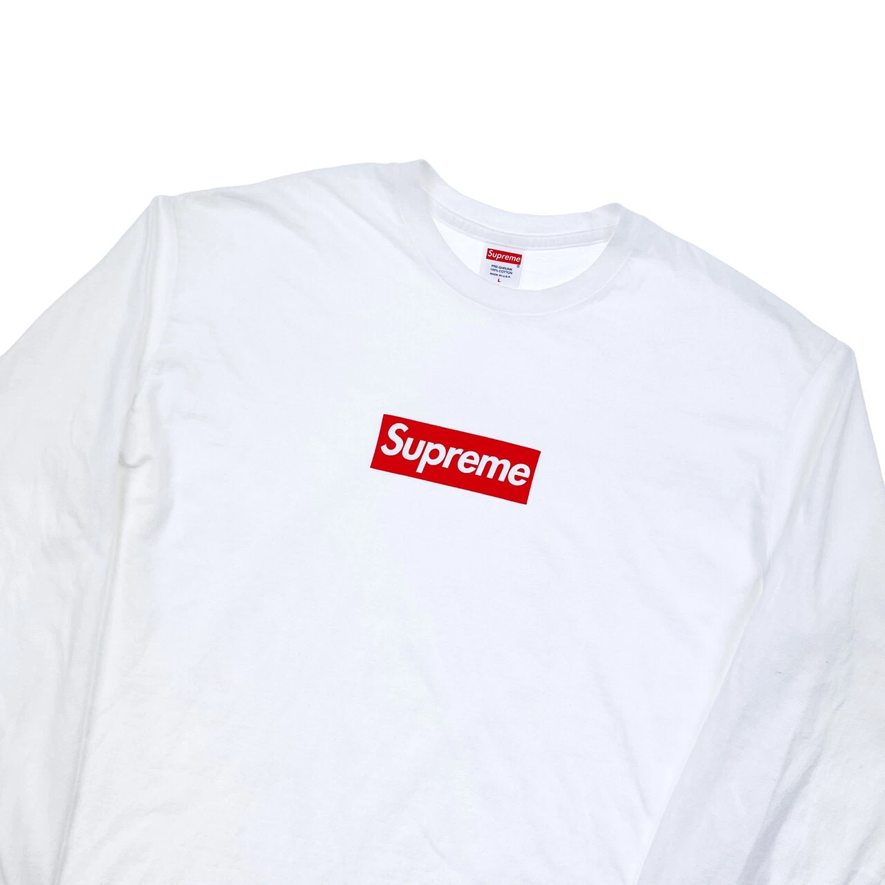 T shirt à manches longues logo boîte blanche Supreme