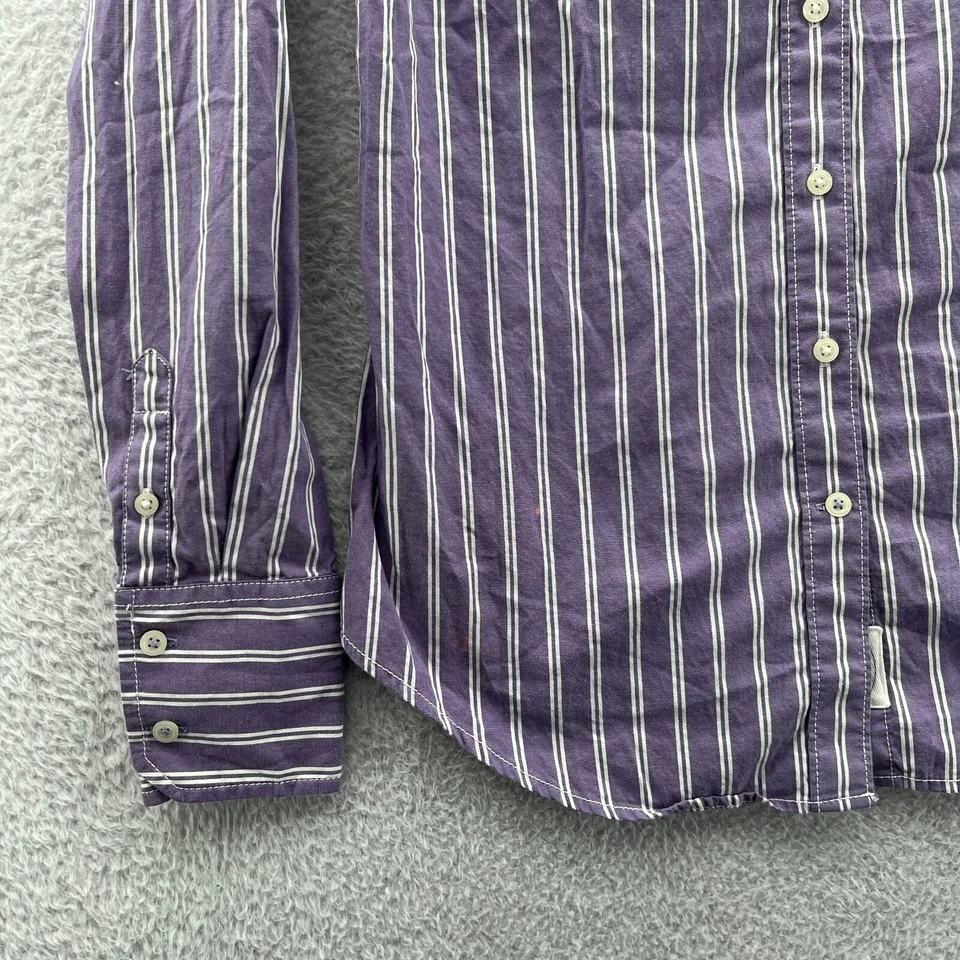 Camisa Tommy Hilfiger con botones para mujer XS púrpura blanco a rayas algodón Top TP XP Foto 2 de 4