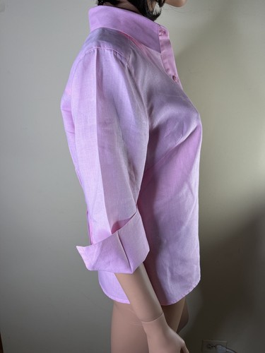 Richard Malcolm Size Medium 100% Irish Linen Blouse 3/4 Sleeve Button Front - Picture 4 of 5