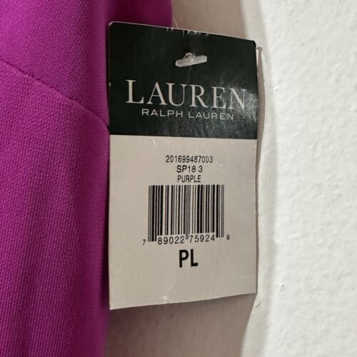 Lauren Ralph Lauren Purple Pink Knee Length Dress Size PL L Petite Keyhole NWT - Picture 2 of 9