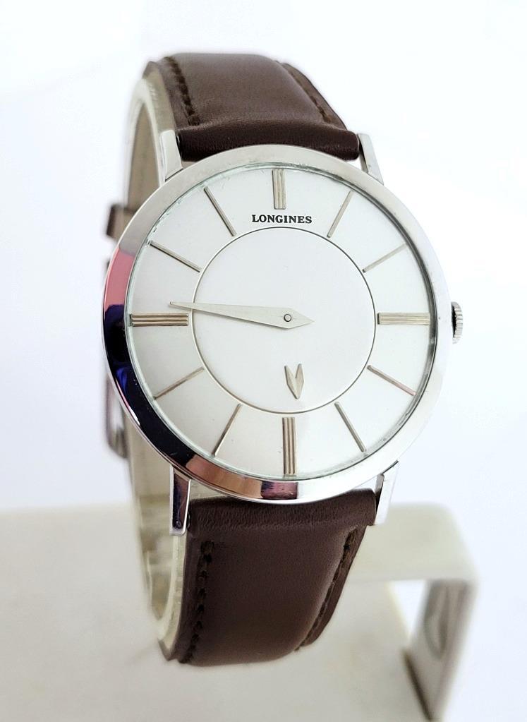Solid 14k White LONGINES MYSTERY Dial Winding Watch Ref 1017 c.1960s Cal 19.4