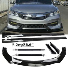 Front Bumper Lip Spoiler Kit +86.6" Car Side Skirt For Honda Accord Civic J