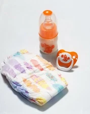 2oz Nemo Themed Reborn Baby Formula Bottle, Magnetic Pacifier & Diaper Set!