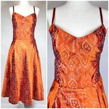 Get Banana Republic Womans Dress Orange Brown Silk Dress Size 0
