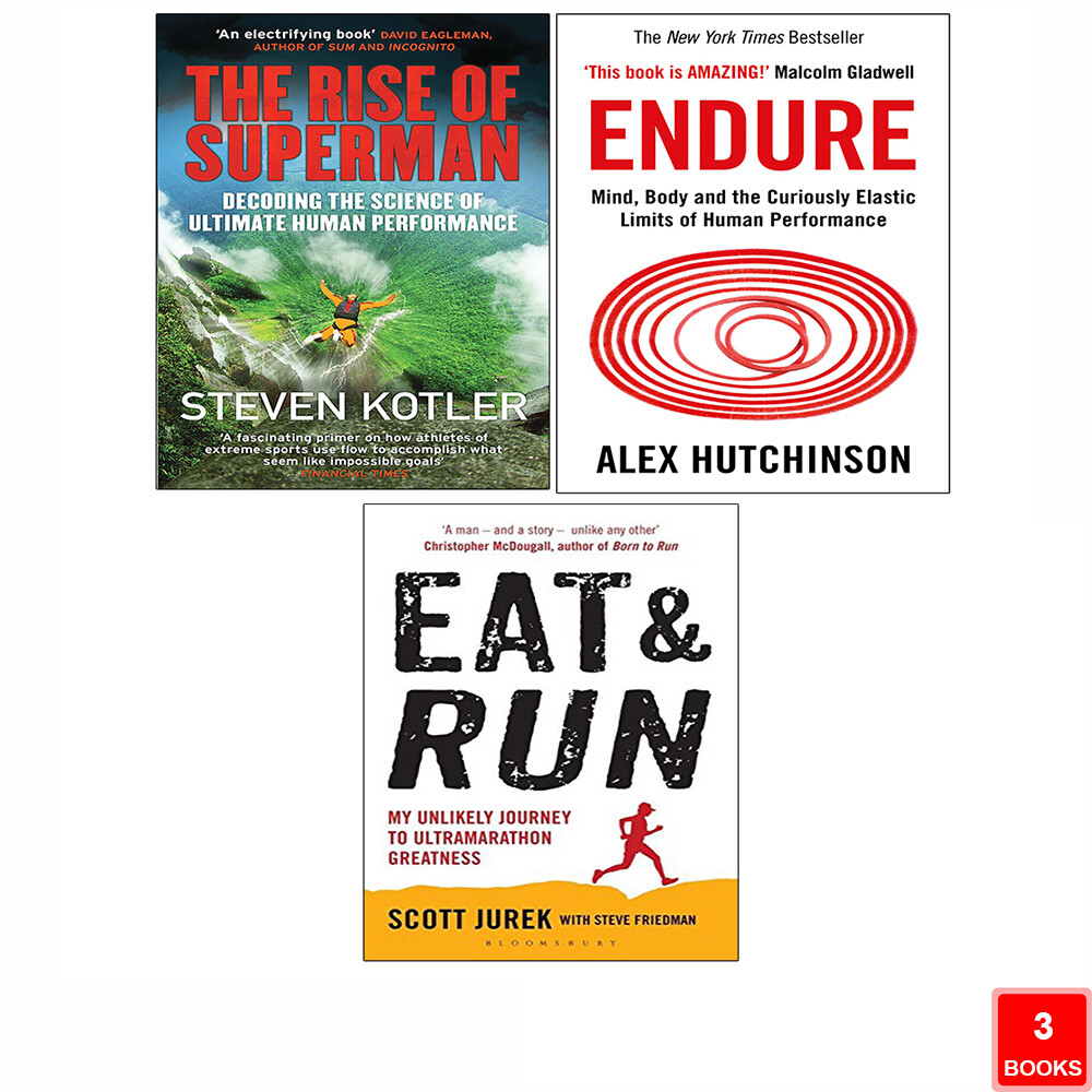 Rise of Superman Steven Kotler, Endure Alex Hutchinson, Eat and Run 3 Books Set
