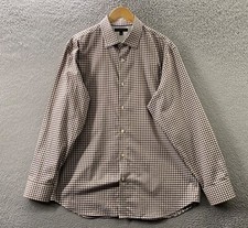 Banana Republic Button Up Shirt Mens Extra Large 17 17-1/2 Brown Blue White Slim