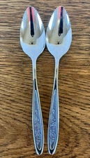 Pair of 2 EKCO Eterna Country Garden Stainless Grapefruit/Citrus Fruit Spoons EX