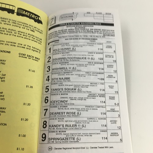 1989 Pimlico The Preakness Stakes Horse Race Program Selections - Picture 4 of 5