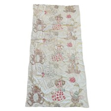 Vintage QUILT 66 X 32 Hand Sewn Embroidery Child Baby Nursery Tattered
