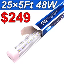 T8 Led 5FT 48W Integrated V Shaped LED Cooler&Freezer Tube,Linkable Garage Light