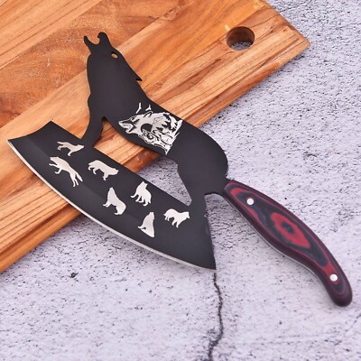 Butcher Knife D2 Steel  Meat Cleaver 7.5in  Wolf Style Chef Kitchen Knife