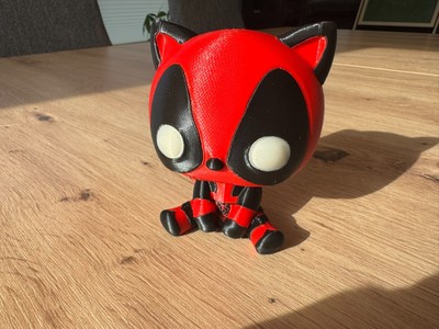 Deadpool Cat 3D Print   Decorative Figurine for Marvel and Cat Lovers