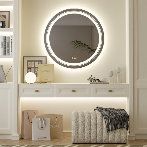 Large Round LED Bathroom Mirror Wall Mounted Backlit Anti-Fog Makeup Mirror IP44 - Picture 9 of 23