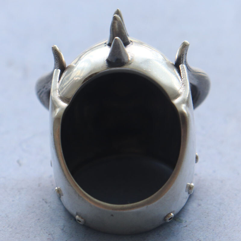925シルバー 90s 38g 3D Big Motorhead Warpig Skull Metal Mens Rings 925 SOLID
