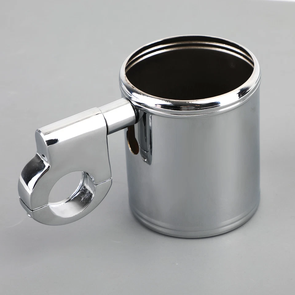 Motorcycle ATV Chrome Cup Holder Fit for 7/8" 1" 1-1/4" Handlebar Universal US A Foto 3 de 4