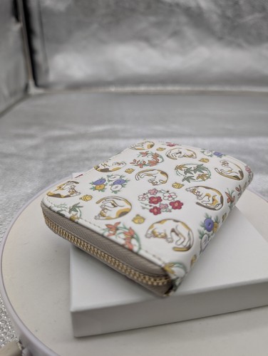 Asakusa Bunko Asakusa Hanabishi Yuzen Cat Small Wallet Edo-Komon Leather NEW - Picture 9 of 20