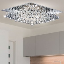 Lusso Luce Vetro Cristallo Gocce Coprire Lampada Cromo Ess Camera Illuminazione
