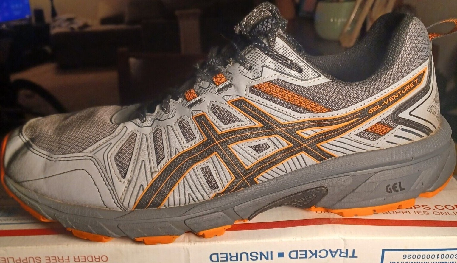 Mens ASICS Gel Venture 7 Grey Orange Running Shoes Size 12 Extra Wide eBay