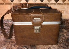 Large Brown hard sided Vintage Camera Case with Adjustable Shoulder Strap