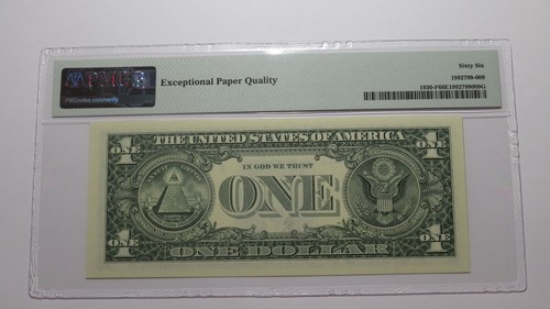 $1 2003 Radar Serial Number Federal Reserve Currency Bank Note Bill PMG UNC66EPQ - Picture 3 of 3