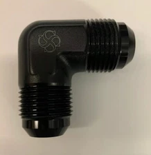 T107 -6AN Male Flare To -6AN Male 90 Degree Fitting Union BLACK 6 To 6 90°