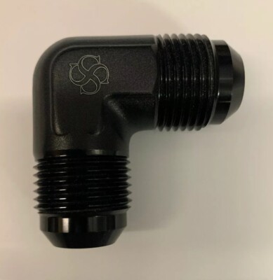 T109 -10AN Male Flare To -10AN Male 90 Degree Fitting Union BLACK 10 To 10 90°