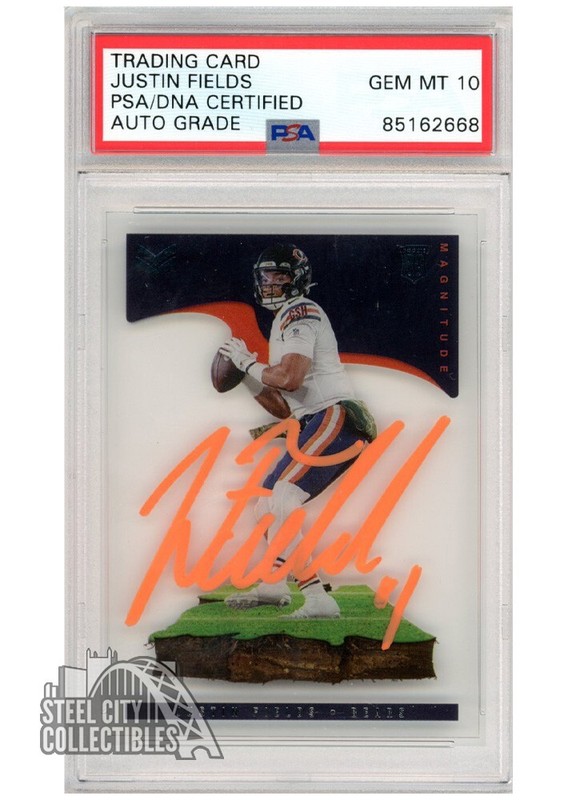 Justin Fields 2021 Panini Chronicles Magnitude Auto Rookie Card #MAG8 PSA/DNA 10