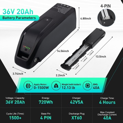 52V 48V 36V Lithium Battery for 200W-1800W Ebike Electric Bicycle 10AH/15AH/20AH - Picture 14 of 41