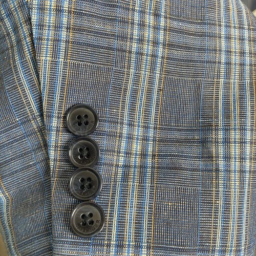Tommy Hilfiger Herren 48R Blazer Leinen Baumwollmischung blau kariert Sport Mantel Jacke - Bild 8 von 8