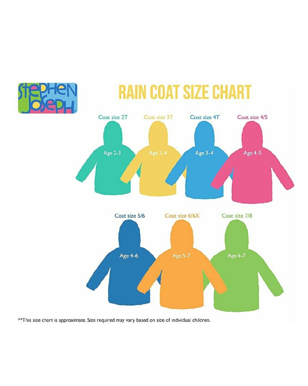 Stephen Joseph Raincoat Size Chart