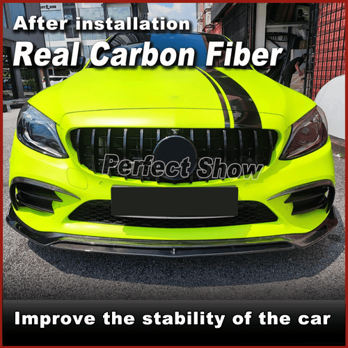 Carbon Front Canards Flossen Flaps Splitter für Mercedes W205 C205 A205 C300 19+ - Picture 2 of 14