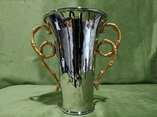 Evoca by L'Objet 24K Gold Bamboo Vase 6"H x4 W