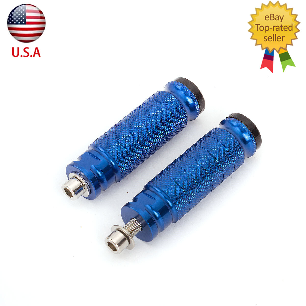 Blue CNC Rear Footrests Footpeg Foot Pegs Universal Modify