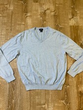 Brooks Brothers Men's Supima Cotton V Neck Sweater L Large light blue pastel EUC