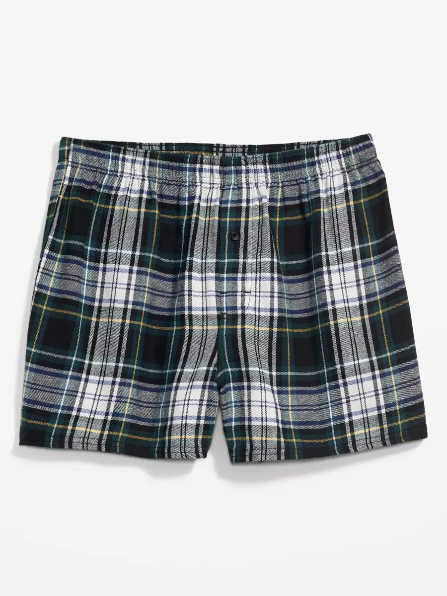 NWT Old Navy Green Tartan Plaid Flannel Pajama Boxer Shorts Sleep Men XS S