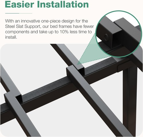 Space-Saving Twin Bed Frame with No Box Spring - Quiet Design & Underbed Storage - Picture 5 of 9