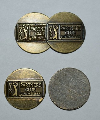 126i. 1 BRASS 3/4'' DIA PGA LIFE MEMBER PARTNER'S CLUB, GOLF MARKERS, BLANK BACK