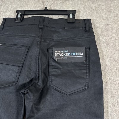 Serenade Wax Denim Jeans Mens 28x35 Skinny Stacked Fit Black | eBay