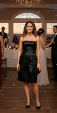 NEW Davids Bridal Dress Size 2 Black Charm Strapless Pockets Short Wedding LBD