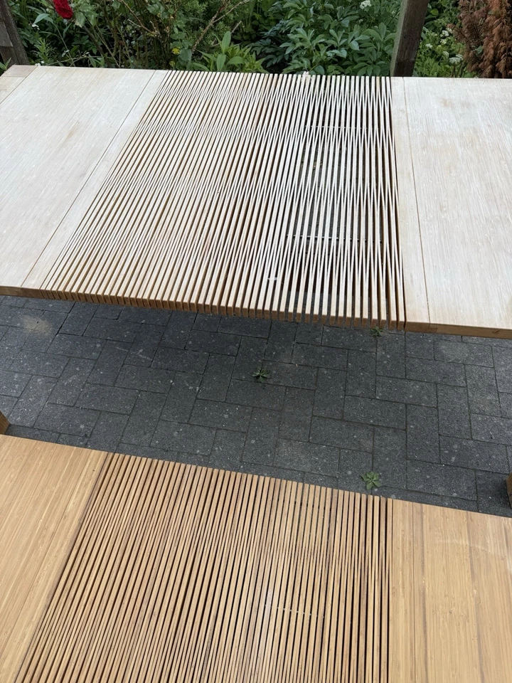 Tisch 100x150 auf 200 cm und Bank 45x150 auf 200 cm aus Bambus "AUßERGEWÖHNLICH"