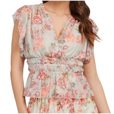 Image of Women's Guess Joandra ruffle patterned blouse M
